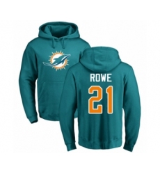 Football Miami Dolphins #21 Eric Rowe Aqua Green Name & Number Logo Pullover Hoodie