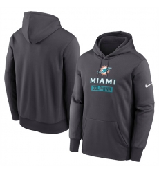 Men's Miami Dolphins Anthracite Toss Sweep Performance Pullover Hoodie