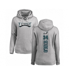 Women's Philadelphia Eagles #34 Andrew Sendejo Ash Backer Pullover Hoodie
