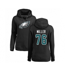 Women's Philadelphia Eagles #76 Shareef Miller Black Name & Number Logo Pullover Hoodie