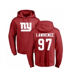 Football New York Giants #97 Dexter Lawrence Red Name & Number Logo Pullover Hoodie