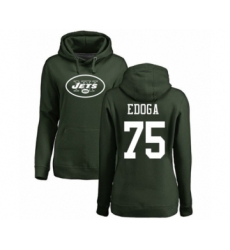 Football Women's New York Jets #75 Chuma Edoga Green Name & Number Logo Pullover Hoodie
