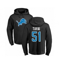 Football Detroit Lions #51 Jahlani Tavai Black Name & Number Logo Pullover Hoodie