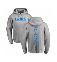 Football Detroit Lions #90 Trey Flowers Ash Backer Pullover Hoodie