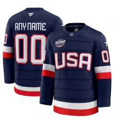 Men's USA Active Player Custom Navy 2025 4 Nations Face-Off Stitched Jersey