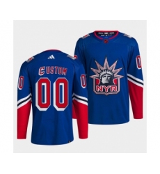 Men's New York Rangers Custom Blue 2022 Reverse Retro Stitched Jersey