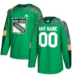Men's New York Rangers adidas Green St. Patrick's Day Custom Practice Jersey