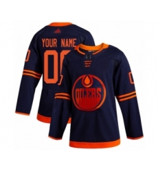 Men's Edmonton Oilers Customized Authentic Navy Blue Alternate Hockey Jersey