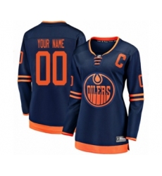 Women's Edmonton Oilers Customized Authentic Navy Blue Alternate Fanatics Branded Breakaway Hockey Jersey