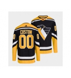 Men's Pittsburgh Penguins Custom Black 2022 Reverse Retro Stitched Jersey