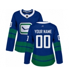 Women's Vancouver Canucks Customized Authentic Royal Blue Alternate Hockey Jersey
