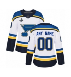 Women's St. Louis Blues Customized Authentic White Away 2019 Stanley Cup Champions Hockey Jersey