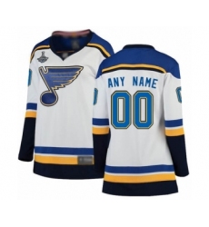Women's St. Louis Blues Customized Fanatics Branded White Away Breakaway 2019 Stanley Cup Champions Hockey Jersey