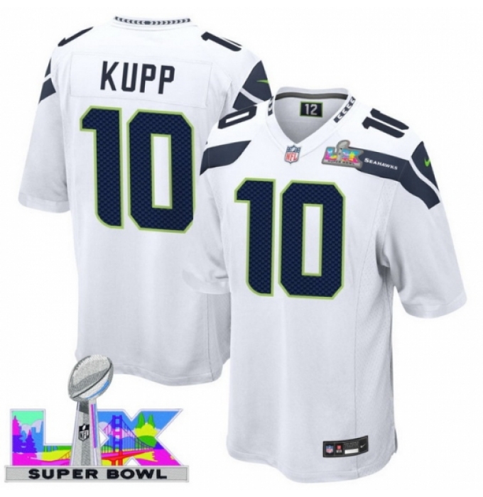 Men's Seattle Seahawks #10 Cooper Kupp White 2025 2026 Super Bowl LX F U S E Stitched Jersey