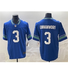 Men's Seattle Seahawks #3 Nick Emmanwori Royal 2024 F.U.S.E Throwback Vapor Limited Football Stitched Jersey