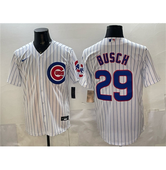 Men's Chicago Cubs #29 Michael Busch White Cool Base Stitched Baseball Jersey