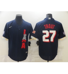 Men's Los Angeles Angels of Anaheim #27 Mike Trout Navy 2021 All-Star Game Replica Player Jersey