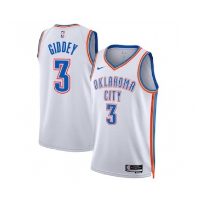 Men's Oklahoma City Thunder #3 Josh Giddey White Association Edition Stitched Basketball Jersey