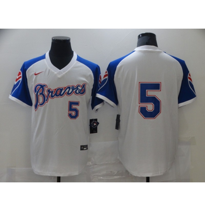 Men's Nike Atlanta Braves #5 Freddie Freeman White Stitched Baseball Jersey