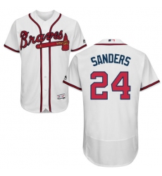 Men's Majestic Atlanta Braves #24 Deion Sanders White Home Flex Base Authentic Collection MLB Jersey