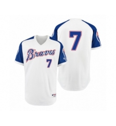 Women Braves #7 Dansby Swanson White 1974 Turn Back the Clock Authentic Jersey
