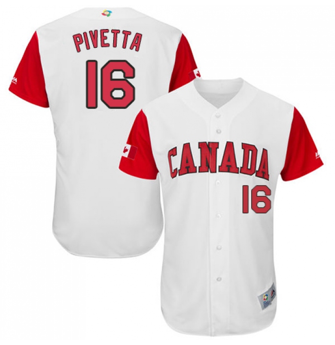 Men's Canada Baseball Majestic #16 Nick Pivetta White 2017 World Baseball Classic Authentic Team Jersey