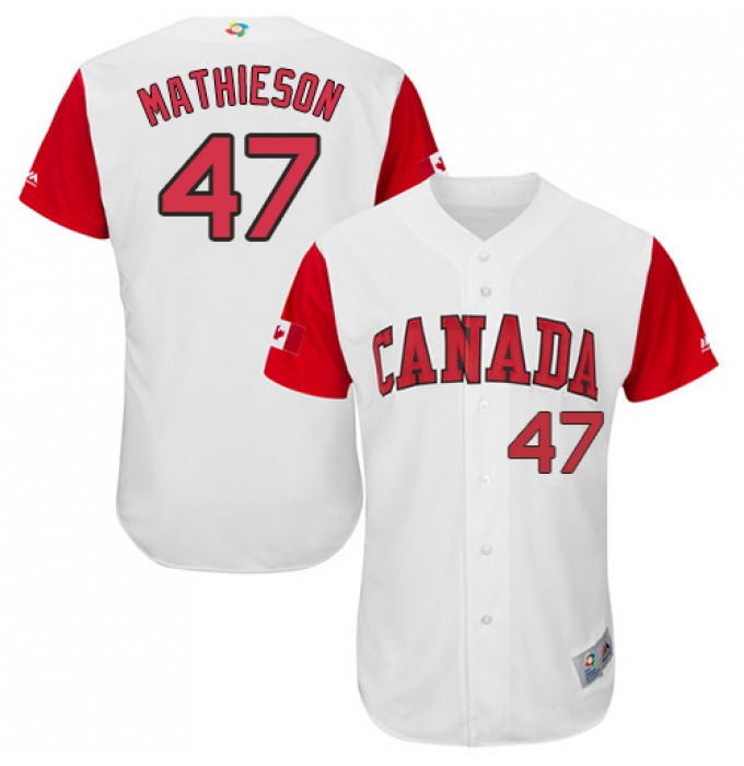 Men's Canada Baseball Majestic #47 Scott Mathieson White 2017 World Baseball Classic Authentic Team Jersey