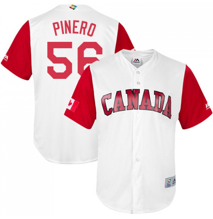 Men's Canada Baseball Majestic #56 Daniel Pinero White 2017 World Baseball Classic Replica Team Jersey