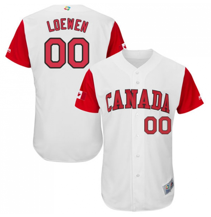 Men's Canada Baseball Majestic #00 Adam Loewen White 2017 World Baseball Classic Authentic Team Jersey