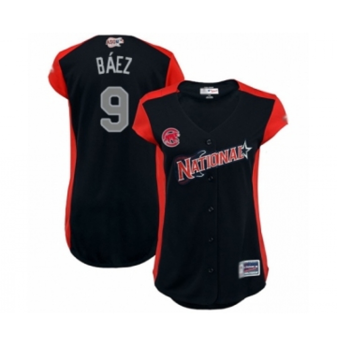 Women's Chicago Cubs #9 Javier Baez Authentic Navy Blue National League 2019 Baseball All-Star Jersey