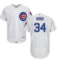 Men's Majestic Chicago Cubs #34 Kerry Wood White Home Flex Base Authentic Collection MLB Jersey