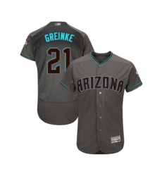 Men's Arizona Diamondbacks #21 Zack Greinke Gray Teal Alternate Authentic Collection Flex Base Baseball Jersey