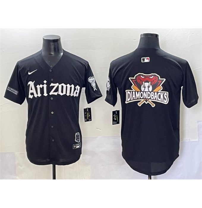 Men's Arizona Diamondbacks Team Big Logo Black 'Gothic Desert Fang Edition' Vapor Premier Limited Stitched Baseball Jersey