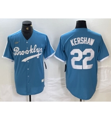 Men's Brooklyn Dodgers #22 Clayton Kershaw Light Blue Cooperstown Collection Cool Base Jersey