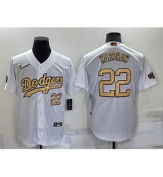 Men's Los Angeles Dodgers #22 Clayton Kershaw Number White 2022 All Star Stitched Cool Base Nike Jersey