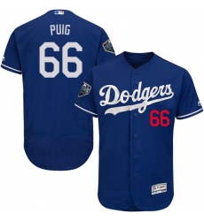 Men's Majestic Los Angeles Dodgers #66 Yasiel Puig Royal Blue Flexbase Authentic Collection 2018 World Series MLB Jersey