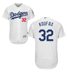 Men's Majestic Los Angeles Dodgers #32 Sandy Koufax White Home Flex Base Authentic Collection MLB Jersey