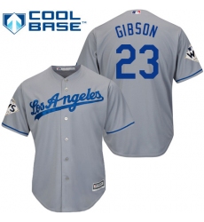 Youth Majestic Los Angeles Dodgers #23 Kirk Gibson Replica Grey Road 2017 World Series Bound Cool Base MLB Jersey