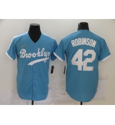 Men's Los Angeles Dodgers #42 Jackie Robinson Light Blue Throwback Cool Base Stitched Baseball Jersey