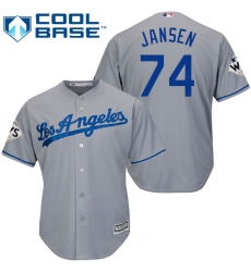 Youth Majestic Los Angeles Dodgers #74 Kenley Jansen Authentic Grey Road 2017 World Series Bound Cool Base MLB Jersey