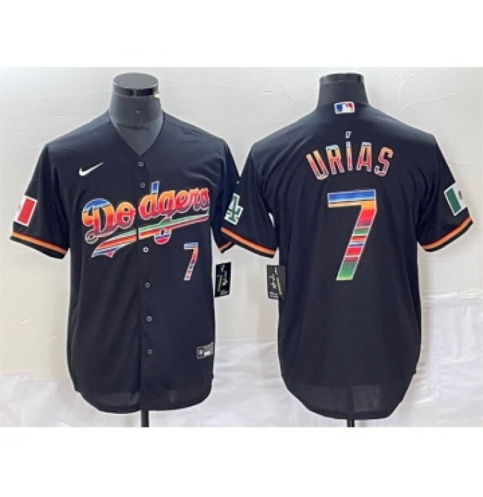 Men's Los Angeles Dodgers #7 Julio Urías Black Mexico Cool Base Stitched Jersey