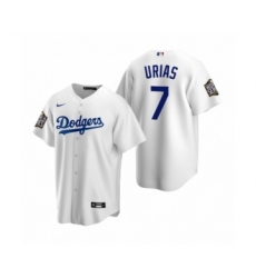 Men's Los Angeles Dodgers #7 Julio Urias White 2020 World Series Replica Jersey