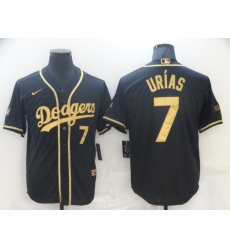 Men's Nike Los Angeles Dodgers #7 Julio Urias Black Gold Authentic Jersey