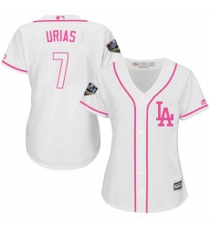 Women's Majestic Los Angeles Dodgers #7 Julio Urias Authentic White Fashion Cool Base 2018 World Series MLB Jersey