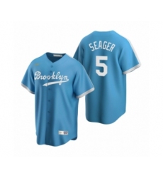 Men's Los Angeles Dodgers #5 Corey Seager Nike Light Blue Cooperstown Collection Alternate Jersey