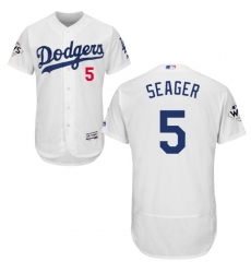 Men's Majestic Los Angeles Dodgers #5 Corey Seager Authentic White Home 2017 World Series Bound Flex Base MLB Jersey