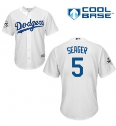 Youth Majestic Los Angeles Dodgers #5 Corey Seager Replica White Home 2017 World Series Bound Cool Base MLB Jersey