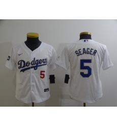 Youth Nike Los Angeles Dodgers #5 Corey Seager White Series Champions Authentic Jersey
