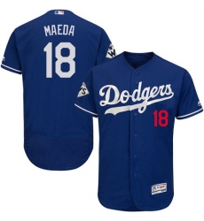 Men's Majestic Los Angeles Dodgers #18 Kenta Maeda Authentic Royal Blue Alternate 2017 World Series Bound Flex Base MLB Jersey