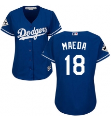 Women's Majestic Los Angeles Dodgers #18 Kenta Maeda Replica Royal Blue Alternate 2017 World Series Bound Cool Base MLB Jersey